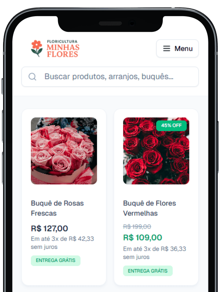 Seus clientes veem todos os produtos em um só lugar.
